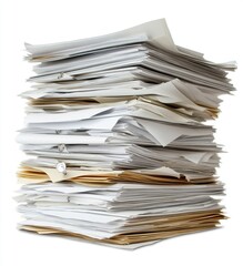 stack of white paper on an isolated background
