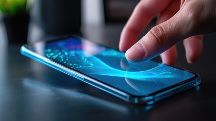 Hand interacting with a smartphone screen.