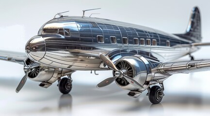 Chrome airplane model on white background. (1)