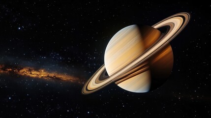 Naklejka premium Planet Saturn with its Rings in Space