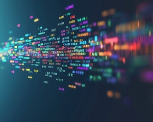 Colorful Sentiment Analysis Word Cloud Floating in Digital Space