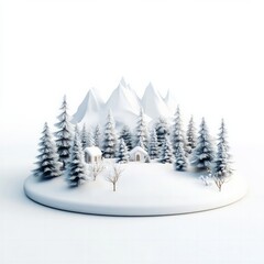 Obraz premium Winter wonderland landscape snowy mountains digital art peaceful environment aerial view nature's beauty unveiled