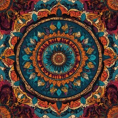 Fototapeta premium Vector hand drawn doodle mandala. Ethnic mandala with colorful tribal ornament. Isolated. Bright colors. 
