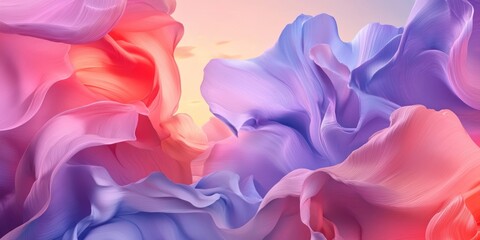 Obraz premium A vibrant abstract composition of flowing shapes in shades of pink and purple.