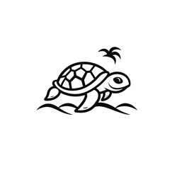 Turtle logo flat vector design