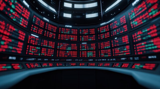 Stock Trading Floor with High-Speed Data Displays