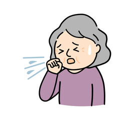 咳をする高齢の女性