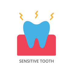 Sensitive tooth vector color icon. Dental oral teeth sensitivity symbol flat illustration icon