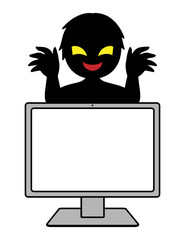 ハッカーとパソコンの素材