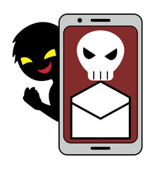 ハッカーとハッキングされたスマホイメージの素材