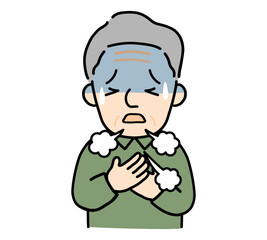 息苦しい高齢の男性