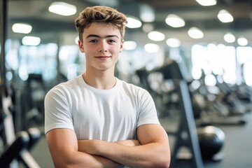 Fototapeta premium Young Man Posing in a Modern Fitness Center