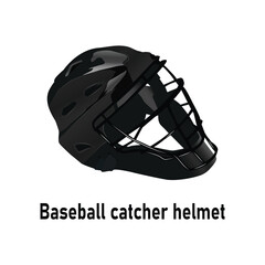Baseball catcher helmet Illustration on white background