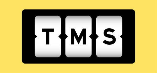Black color in word TMS (Abbreviation of Transportation management system or Transcranial magnetic stimulation) on slot banner with yellow color background