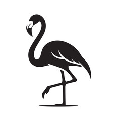 Fototapeta premium Flamingo silhouette vector design. Cute Flamingo logo, icon vector design black and white.