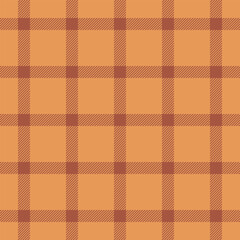 Retail textile texture background, bold plaid check seamless. Fashionable pattern tartan vector fabric in orange and red colors.
