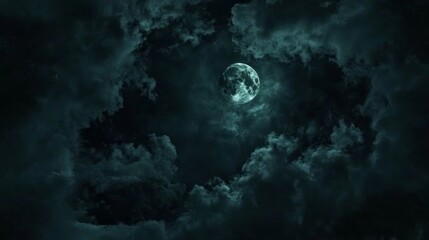 Fototapeta premium A dark sky with a large moon in the center