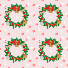 Beautiful Christmas wreath pattern for fabric and background.