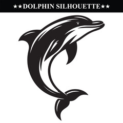 Dolphin silhouette vector on white background
