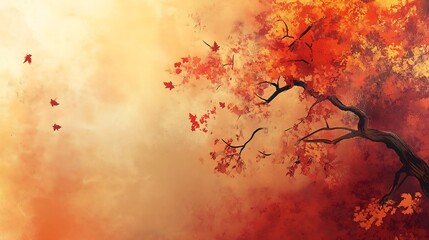 Autumn Illustration Background with Copy Space for Text Generative AI