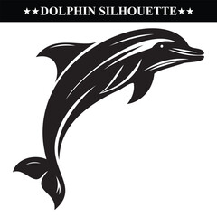 Dolphin silhouette vector on white background