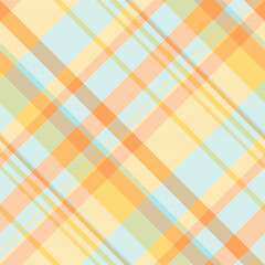 Drapery background vector pattern, towel tartan seamless textile. Cute fabric texture plaid check in sea shell and light colors.
