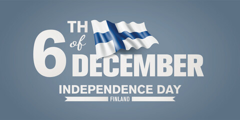 Finland happy independence day greeting card, banner with template text vector illustration