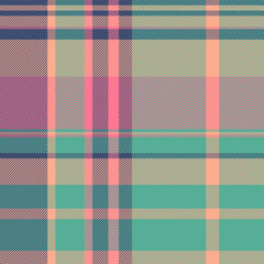 Independence day background pattern seamless, short tartan texture plaid. Yard check textile vector fabric in teal and orange colors.