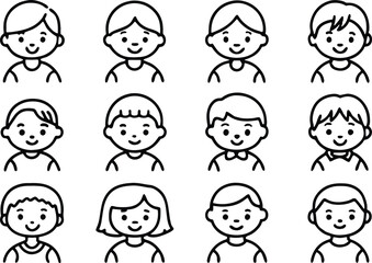 set of children faces