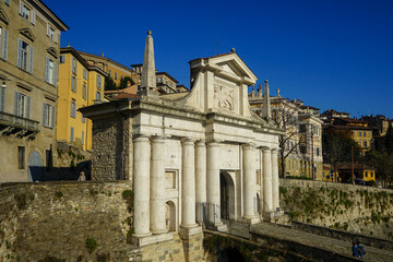 Historic Porta San Giacomo Gate in Bergamo&rsquo;s Upper Town, Italy