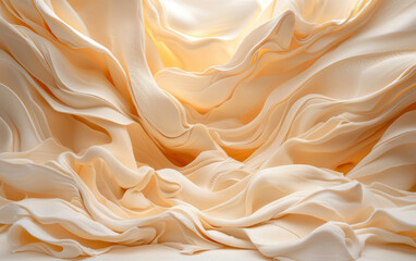 Obraz premium Soft, flowing fabric in warm, creamy tones creates serene and elegant abstract landscape, evoking sense of tranquility and grace
