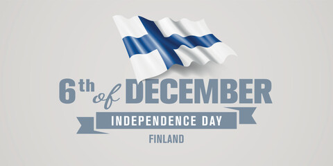 Finland happy independence day greeting card, banner vector illustration