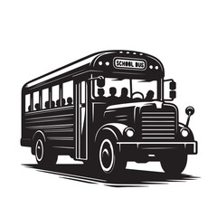 School bus silhouette vector. School bus logo, icon vector design black and white.