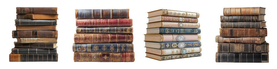 Book Stack &ndash; Pile of Books Stacked Together Isolated on Clear White Background Highly Detailed