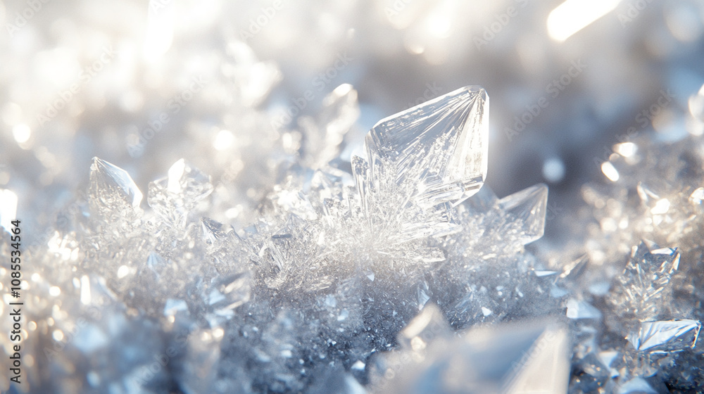 Poster Intricate ice crystals form a stunning array of sharp points and delicate structures