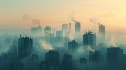 Foggy Cityscape at Dawn