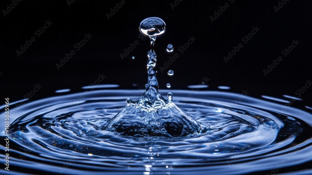 Poster a drop of water is falling into a large body of water