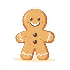 Obraz premium Gingerbread cookie character with cheerful smile, featuring icing and chocolate buttons, perfect for festive themes and holiday decorations