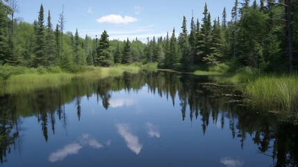 Tranquil Forest Reflection in Still Waters