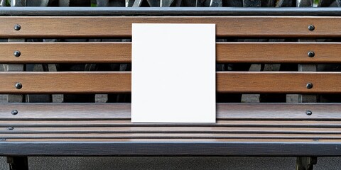 A blank canvas resting on a wooden bench, symbolizing potential and creativity.