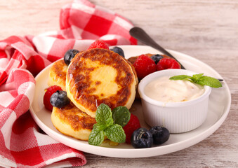 Sweet fluffy ricotta souffle pancakes