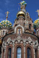 Mosaic above the central entrance to the Church of the Ascension of the Lord (Savior on Spilled Blood) in St. Petersburg