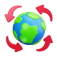 Globe Arrows 3d Render Icons