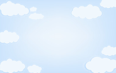 Cartoon vector background of clouds in the blue sky.