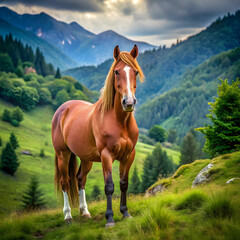 Fototapeta premium horse in nature generate image
