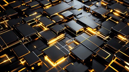 Obraz premium Abstract black and gold cube pattern