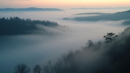 Fototapeta premium villages in resort surrounded by clouds Fog