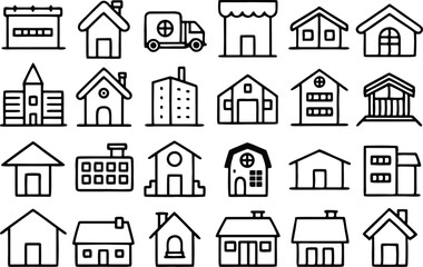 set of houses icons