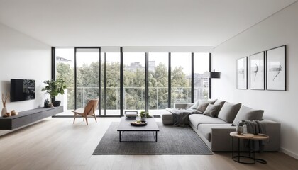 Fototapeta premium modern minimalist apartment living room with natural light