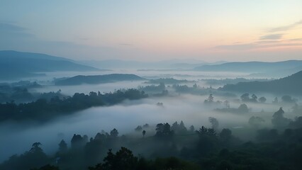 Obraz premium villages in resort surrounded by clouds Fog